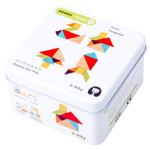 Childrens educational travel set: includes a puzzle cube building blocks and a spinning top. Early childhood education toy for boys and girls