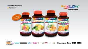 Holistic Way Antioxidant Vitamin C 500mg + Bioflavonoids – Supports Immunity Wound Healing Skin Health & Antioxidant Defence — Vegan (60 Caplets per bottle)