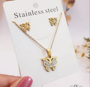 Set Kalung Dan Anting Titanium Perhiasan Wanita Xds077