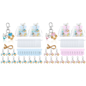 Pack of 24 Party Supplies Angelic Little Foot Keychains with Bag and Thank You Cards Baby Shower Celebration Accessories