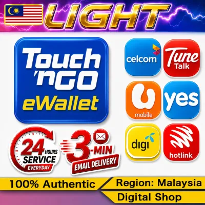 TNG /U Mobile/DiGi /Celcom/Maxis Hotlink/ Reload pin code✨MY Touch n Go Pin And Top-up card for mobile phone credit. Digital Ringgit redemption code Prepaid only✨LIGHT 24/7 Email Delivery Penghantaran perbualan
