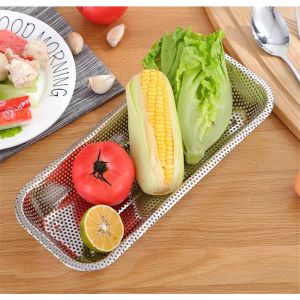 Square Thick Stainless Steel Rectangle Vegetable Fruit Washing Kitchen Utensil Colander Kitchen Sink