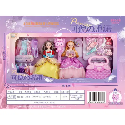 Bộ búp bê đồ chơi cho bé gáicông chúa Elsa thay váy công chúa tóc mây hộp quà tặng cho bé