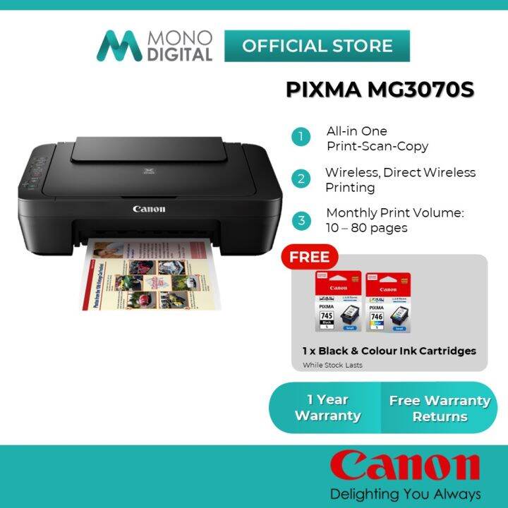 Canon Pixma MG3070S Low Cost Cartridges All-In-One Low Cost Home Use ...