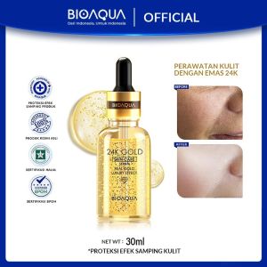 【BPOM】BIOAQUA Serum Wajah Emas 24K Gold Skin Brightening Serum Essence 30ml