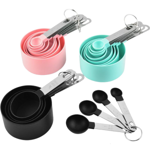 Heavy Duty Nonrust Steel Measuring Cups Spoons 8 Piece Set Accurate Baking Tool Dishwasher Safe Construction