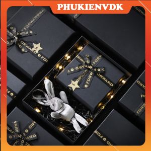 Hộp quà tặng hộp quà sinh nhật gắn nơ ngôi sao màu đen