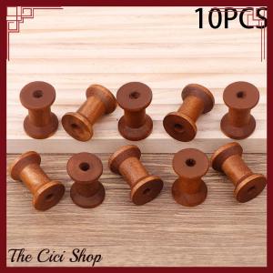 [The Cici Shop] 10Pc Vintage Wooden Spools DIY Reels Organizer For Sewing Ribbons Twine Wood Crafts Tools Thread Wire Spool Needlework Supplies