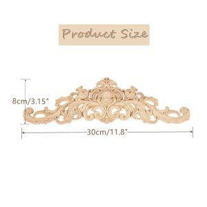 Wood Appliques Unpainted Wood Carved Onlays Appliques DIY Decorative for Cabinet Doors and Windows