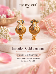 [SG] Mango Motif Imitation Gold Earrings | Gold-Tone Indian Earrings | Ornate Small Drop Earrings | ear me out (EMO-311)