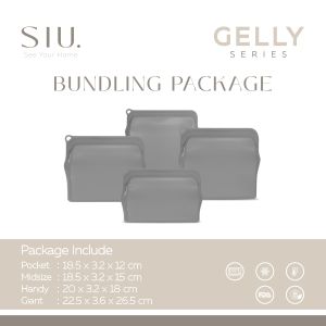 Bundle Package Full Set The Gelly Series - Reuseable Silicone Square Food Grade FREE Zipper Bag - Tas Silikon Ziplock Tempat Makanan Pompa Asi Sebaguna Multifungsi