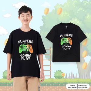 Áo cộc tay bé trai size đại  BIGFOX - MISS MEOW mặc mùa hè dáng rộng chất liệu cotton hình in game player cỡ trẻ em 12 13 14 15 tuổi