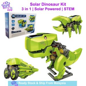 3 in 1 DIY Solar kit for Kids Solar Powered Dinosaur Toy Mounting Kit Science Solar Learning & Education Toys 太阳能玩具 Tenanga Matahari Mainan Kanak Lelaki Giftlive
