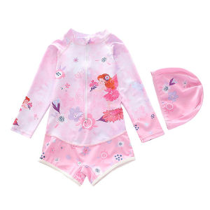 Set đồ bơi liền màu hồng ngọt ngào cho bé gái