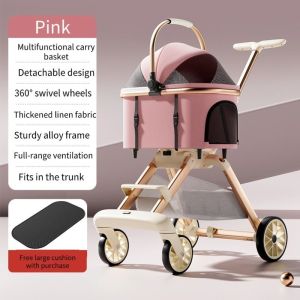 Pet Stroller Pet Carrier Foldable Detachable Oxford Basket Matibay Aluminum For Small Dogs Cats Outdoor Car Trunk Fit