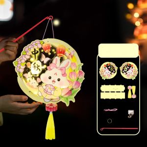 Lunara paper lantern chinese灯笼 纸灯笼中秋节传统 Cute Chinese Rabbit Lantern Portable Traditional Handheld Paper Lantern Children Toys Light Handmade LED Lantern Toys Mid-Autumn Festival