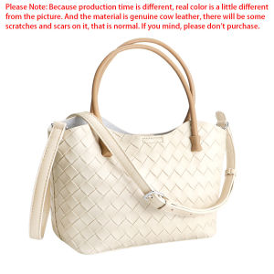Royal Bagger Woven Top-Handle Handbags for Women Genuine Leather Simple Commuter Shoulder Messenger Bag 1878