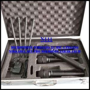 N111 MICROPHONE WIRELESS X1 MIC 4 PEGANG HANDLED KOPER MIK MIX MIKROPHONE WIRELES UHF SYSTEM PROFESI