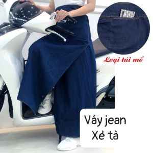 Váy chống nắng váy chống nắng xẻ Եà jean nút bấm Kim Yến mẹ và bé