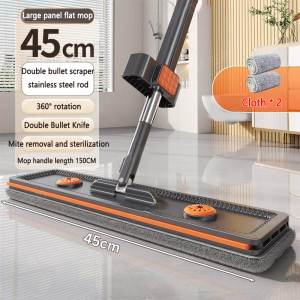 Lazy Spin Mop New Chenille Hands-free Mop Lazy Mop Household Flat Dry Wet Absorbent One Mop Cleaning Tools for Floor cleaning wet and dry No Wringing Microfiber Squeeze Mop for home Fold Spin Mop Free Hand Washing mop Floor Cleaning