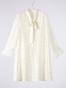 40824 One Size (45-75kg) Handmade Midi WomenS Heavy Industry Wave Pleated Loose Slimming Tie Dress