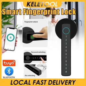 TUYA Smart Fingerprint Door Lock Keyless Entry Digital Lock with APP Control IC Card Password Access for Wooden Door Home Office Hotel 指纹密码锁