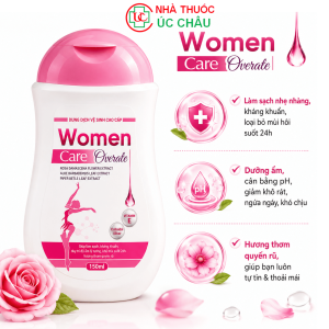 Dung Dịch Vệ Sinh Women Care Overate – Sạch Khuẩn Khử Mùi 24H Dưỡng Ẩm Thơm Lâu chai 150ml