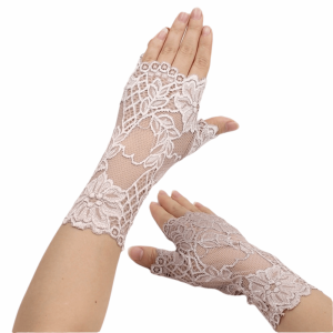 COVIEEZB Vải mỏng Găng tay chống nắng ren Họa tiết hoa Lưới thoáng khí Ống tay áo Thanh lịch Có thể co giãn Găng tay ngắn cô dâu Trang phục mùa hè