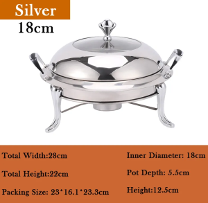 Stainless Steel Alcohol Stove Hot Pot Portable Party Alcohol Stove Household Shabu Pan Thickening Small Hot Pot Round Soup Pot Solid Fuel Boiler Wedding Chafing Dish Family Restaurant Camping Party 18cm