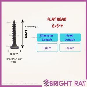 (30PCS)6# FLAT HEAD Drywall Screw  BLK/SIL Assorted Sizes High Tensile(6x3/4”)(6x1”)(6x1-1/4”)(6x1-1/2”)(6x2”)(6x2-1/2")