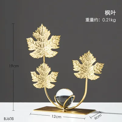 Eyre /Luxury/Ornamen daun maple besi mewah ringan / ornamen daun kura-kura / ornamen logam bola kristal dekoratif