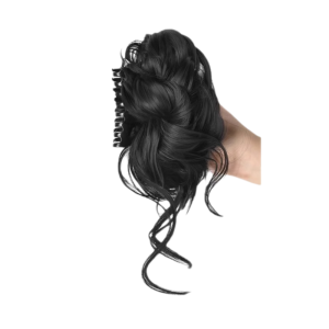 BAIXL Ponytail Extensions Synthetic Messy Bun Claw Clip Scrunchie-style Wavy Curly Hair Piece Hair Accessories Natural Lazy Flower Bud Bun Women