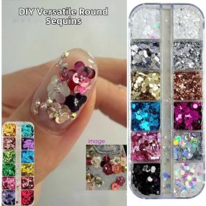 NOBLELUX Colorful Polka Dot Glitter Nail Art Decorations DIY 12-Grid Sequins Nail Decorations Creative Minimalist Nail Charms Nail Salon