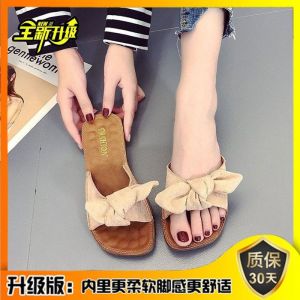 [Free Shipping] 2026 Summer New Thick-Soled Sandals Flat Bowknot Slide Sandals Sweet Versatile Comfortable Beach Shoes For Women