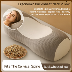 Buckwheat Pillow Core Bone Pillow for Home Use Adult Pillow Neck Support Pillow Cervical Spine Protection Sleep Aid Herbal Home Use护颈椎助睡眠草本荞麦枕