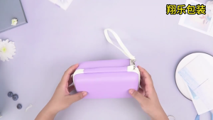 Portable Children Kids Print Camera Storage Bag with Elastic Band Zippered Pocket for Girls Toys School Supplies