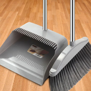 SuperSale - Broom And Dustpan Set Long Handle With Comb Teeth