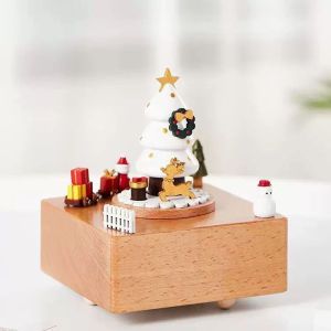 [Local Seller] Christmas Wooden Music Box Christmas Tree Merry Christmas Tune Gift for Christmas Kids Adult Gathering
