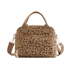 DIVATEN Corduroy Lunch Bag Portable Thermal Insulation Lunch Box High Quality Floral Storage Handbag Outdoor Travel