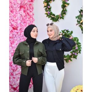 Kemeja Jaket Crop Linen Lengan Balon Size( MLXLXXL) BB 40-80kg Kemeja Jaket Crop Linen Angel Premium Korean Stylish