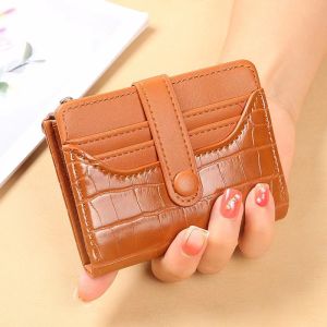 Wallets For Women Students Bifold Wallet High End Quality Leather Buckle Short Multi-Card Holder Zipper Coin Purse Money Clip #H9119