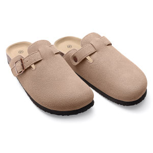 KIDMI New Suede Men Clogs Slippers Cork Footbed Beach Slippers Outdoor Cork Nonslip Mules With Arch Support Women Clogs Slippers