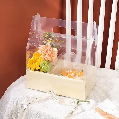 【COD】Transparent Acetate Flower Mini Cake Gift Box Includes Divider For Birthday Celebration