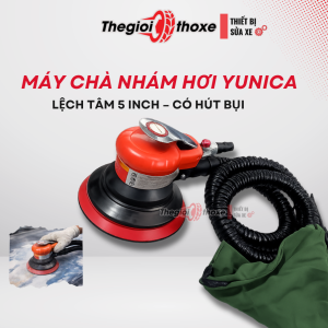 Máy chà nhám tròn lệch tâm cầm tay Yunica - dùng hơi khí nén (kèm chức năng hút bụi) | Thế Giới Thợ Xe