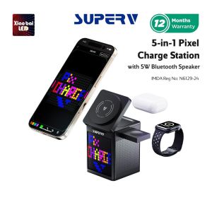 SuperV 5-in-1 Pixel Charge Station with Bluetooth Speaker – PixCharge | MagSafe Compatible