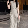 ZANZEA Korean Style Womens Work Elegant Sets V Neck Irregular Buttons Waistcoats Wide Leg Trousers Solid Suits #0918. 