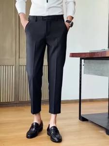 2023 hot 27-36khaki pants men slim fit office casual long pants elastic plus size pants pants men formal trousers ready stock