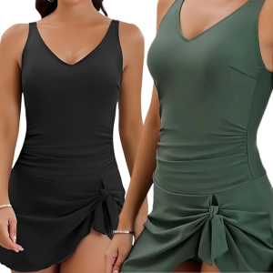 Ladies Piece Skirted Swimsuit For Women Push Up V Neck Swimwears Ladies Piece Swimdress Skirted Bathing Suit With Briefs