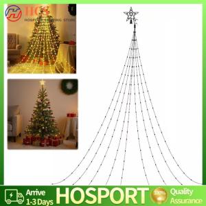 【HCS】LED Waterfall Tree Lights with Topper Star Waterfall Christmas Tree Light LED Lights for Indoor Yard Patio