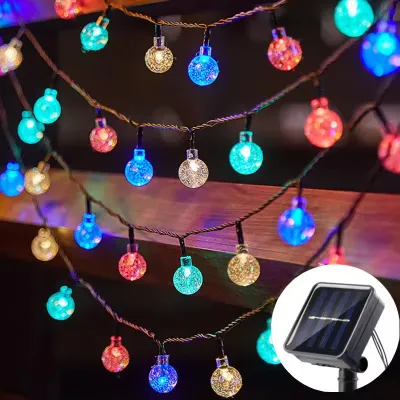 12M 100LED Globe Solar Crystal Ball Bubble Solar String Light hari raya lights Waterproof Outdoor Light For Garden Camping hari raya Decoration